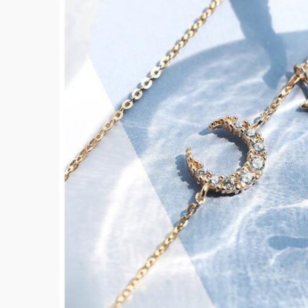 NEW RoseGold / Silver Gold Moon Necklace - Picture 2 of 4